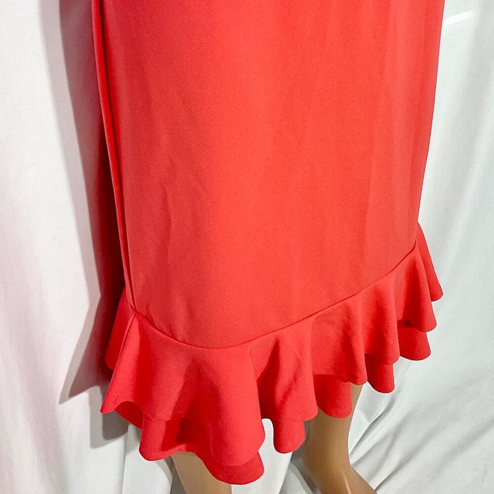 C est 1946 Sz L Orange Midi Skirt Ruffled Bottom - Picture 2 of 11